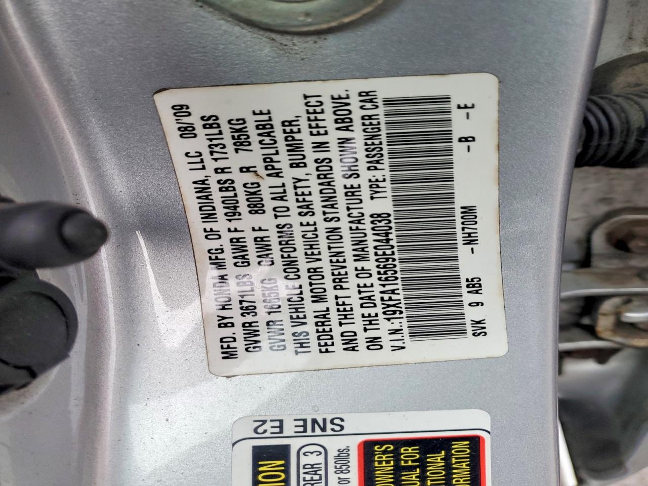 2009 HONDA CIVIC LX photo 12
