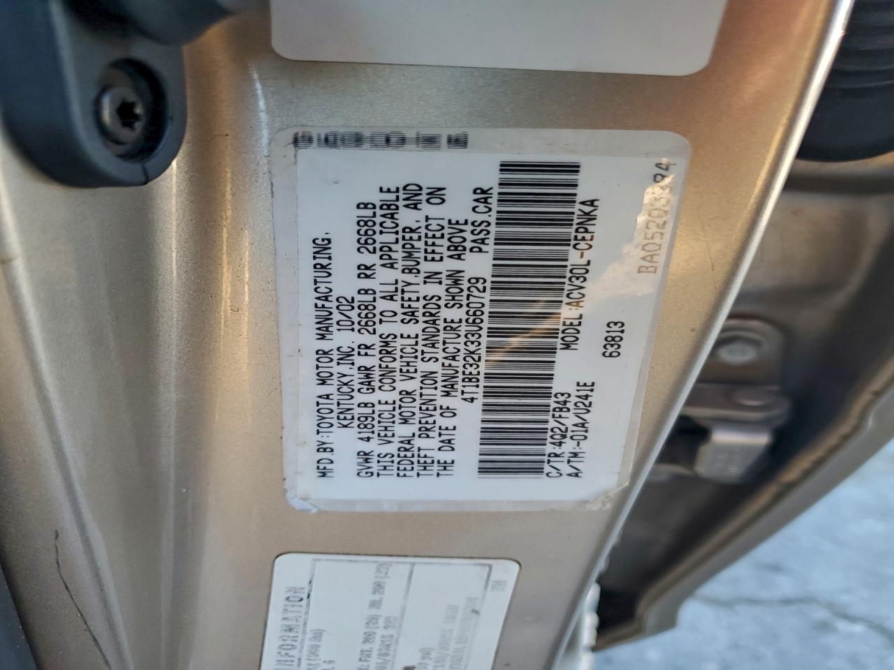 2003 TOYOTA CAMRY LE photo 12
