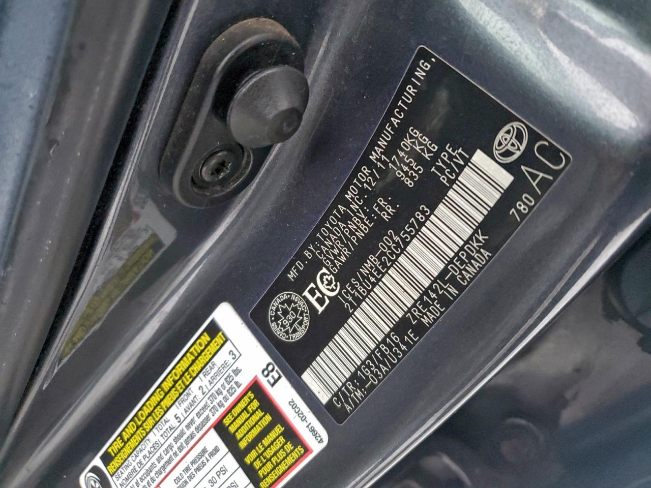 2012 TOYOTA COROLLA BASE photo 12
