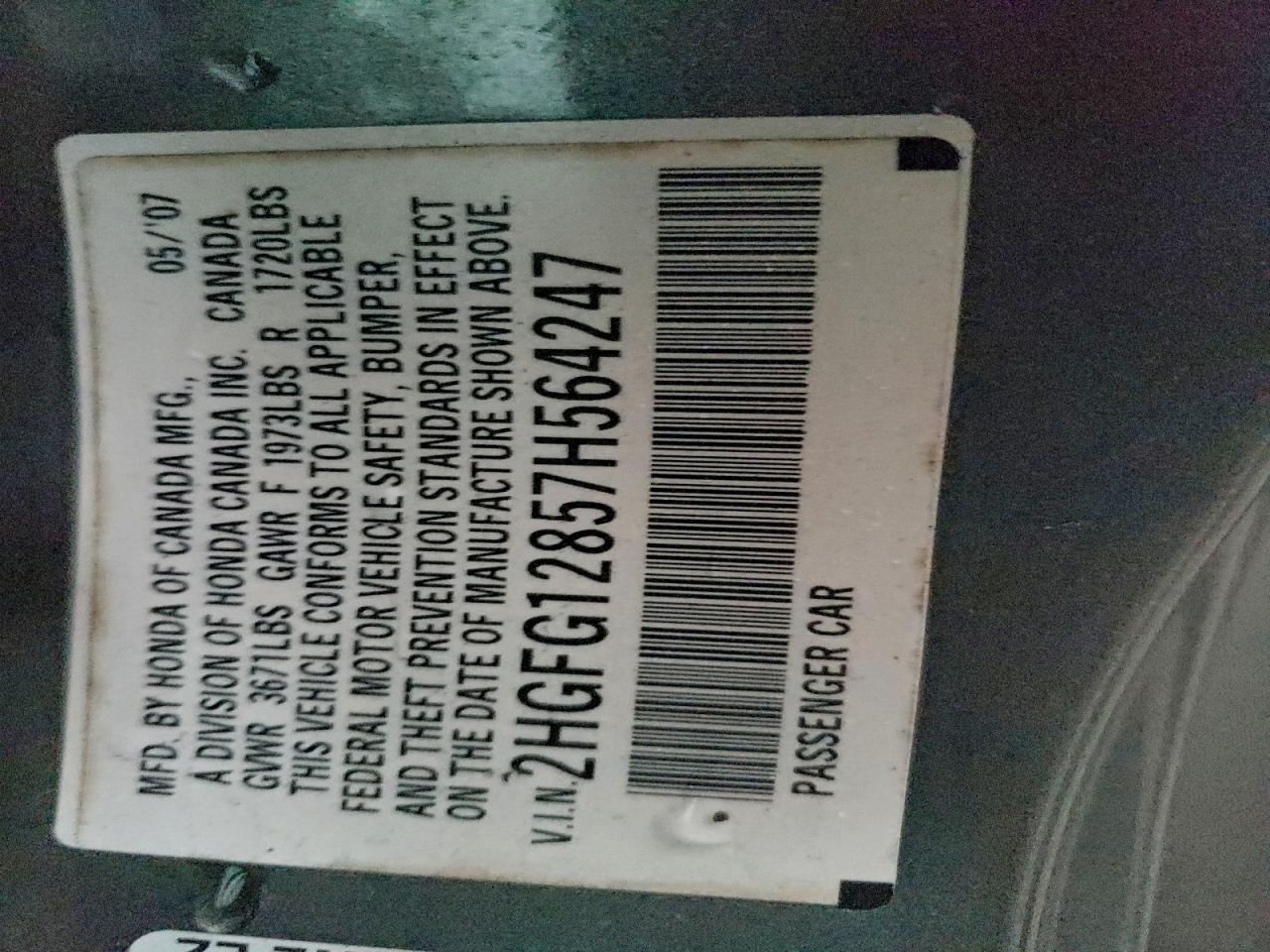 2007 HONDA CIVIC EX photo 12