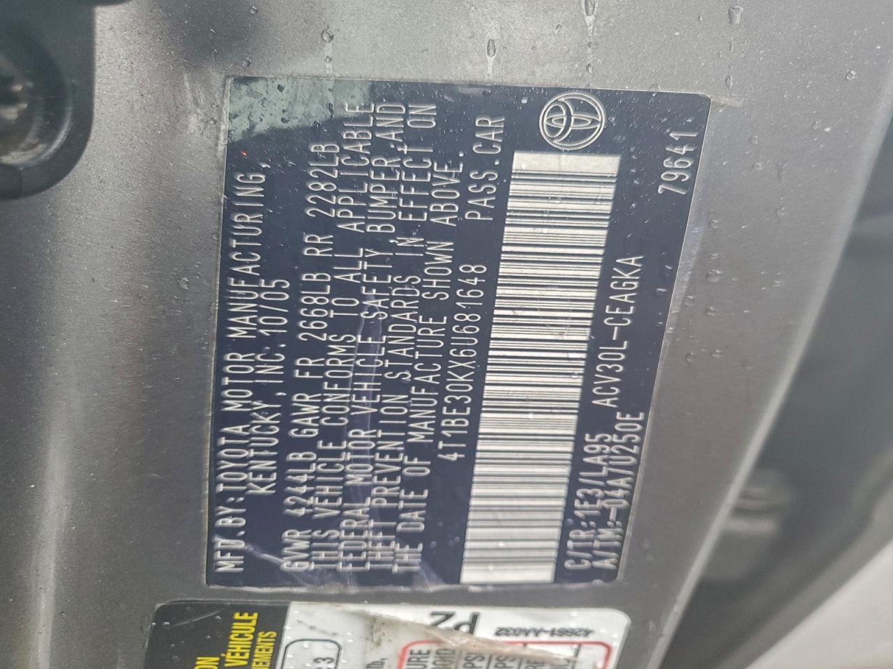 2006 TOYOTA CAMRY LE photo 12