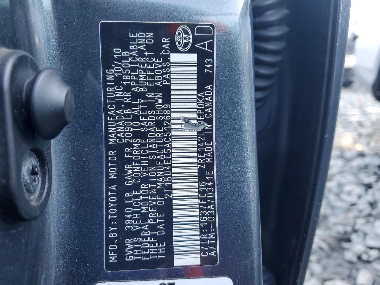 2010 TOYOTA COROLLA BASE photo 12