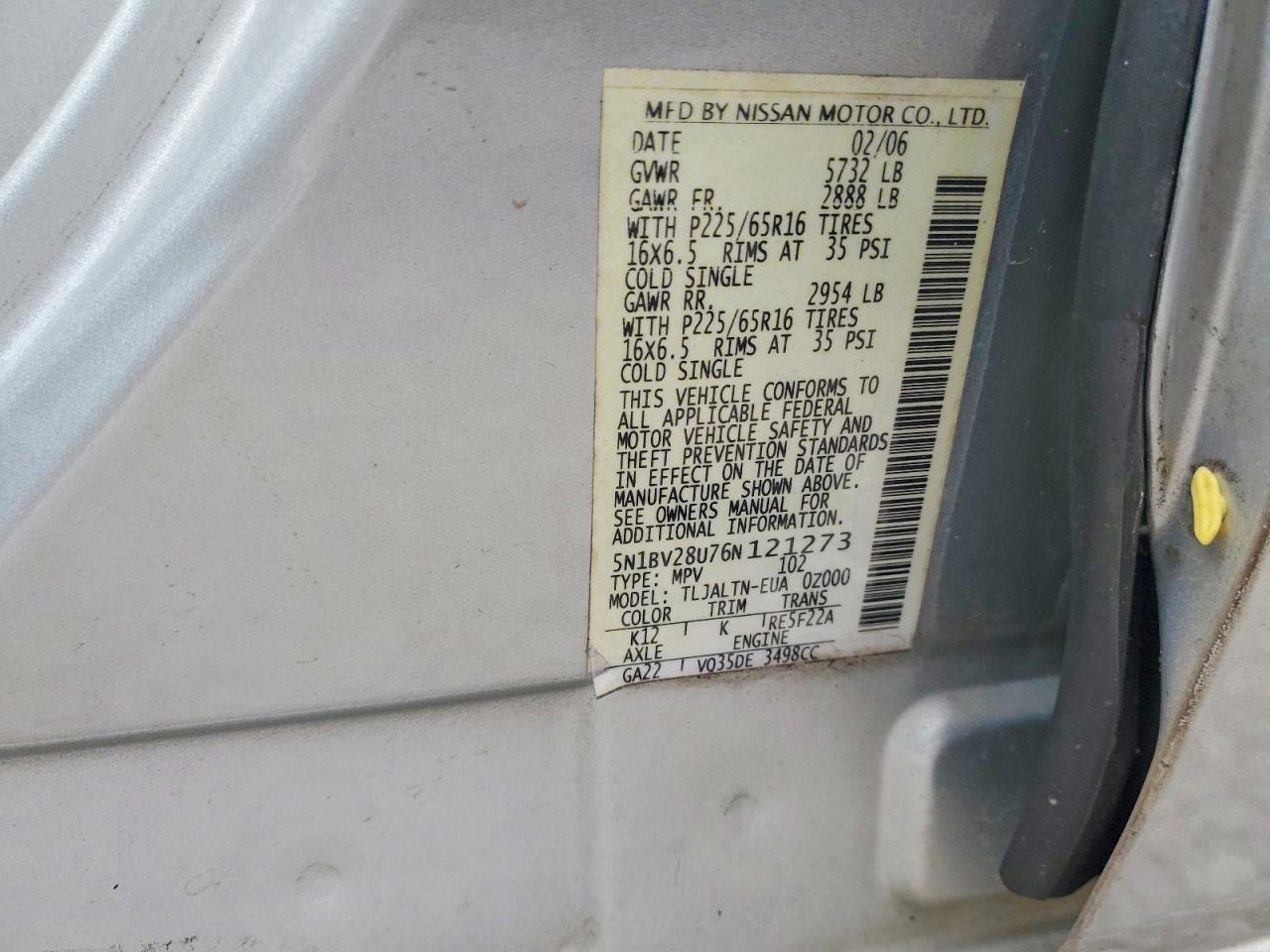 2006 NISSAN QUEST S photo 13