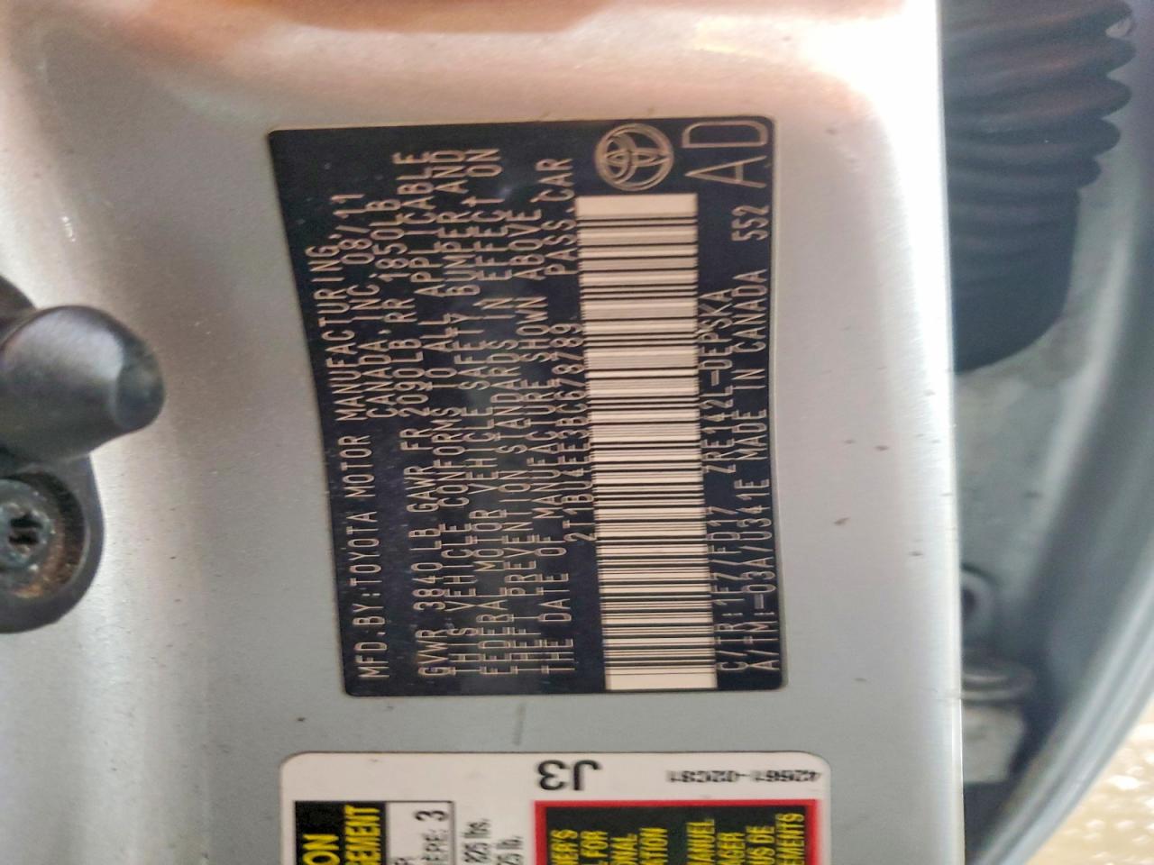 2011 TOYOTA COROLLA BASE photo 12