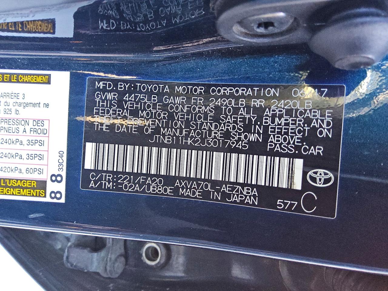 2018 TOYOTA CAMRY L photo 13