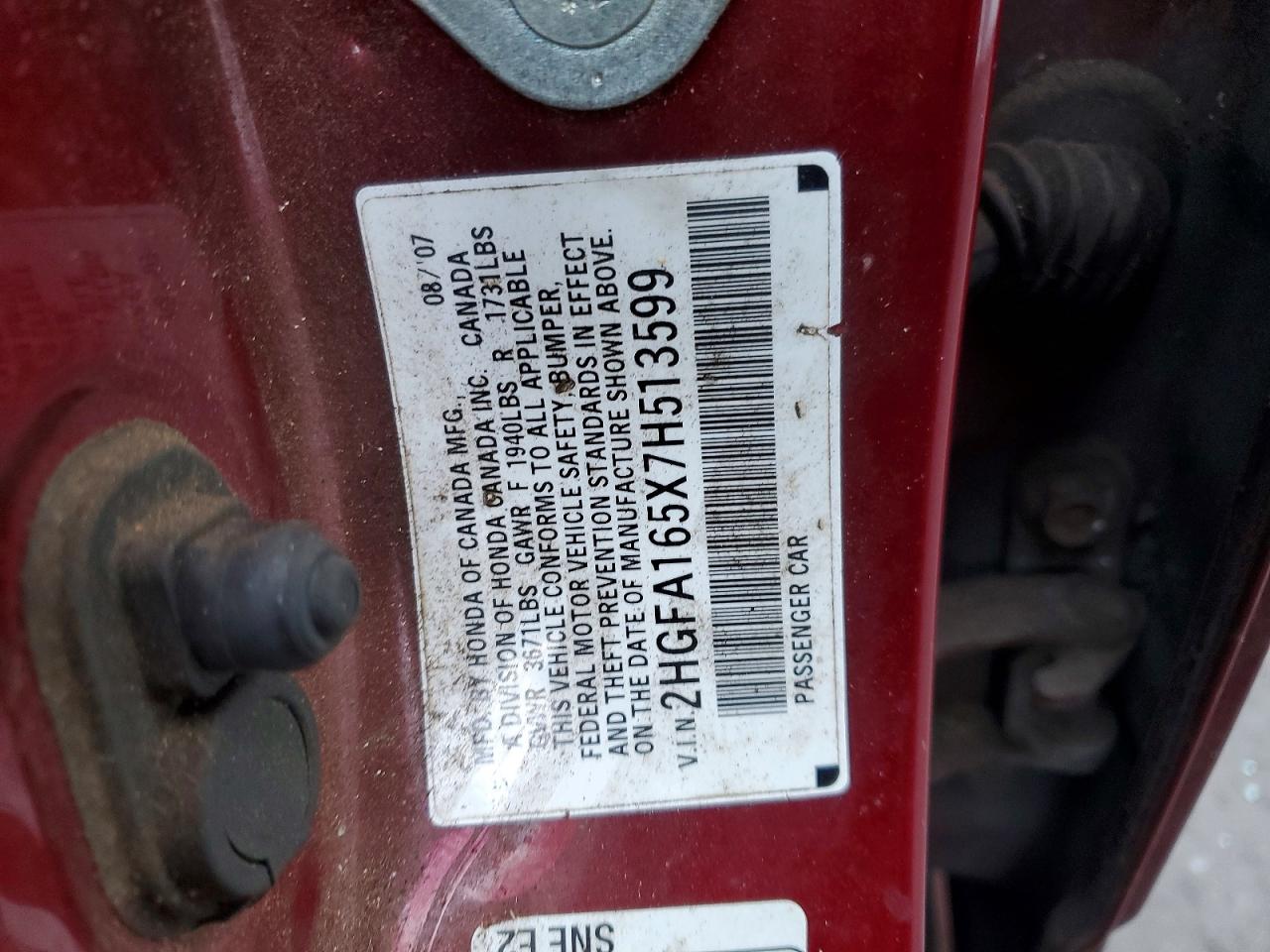 2007 HONDA CIVIC LX photo 13