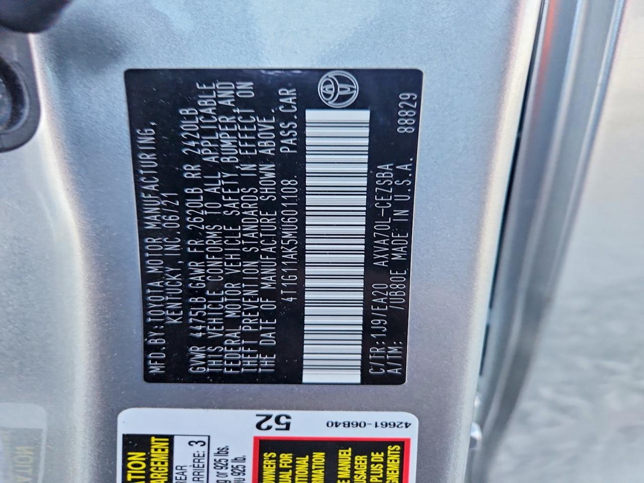 2021 TOYOTA CAMRY SE photo 12