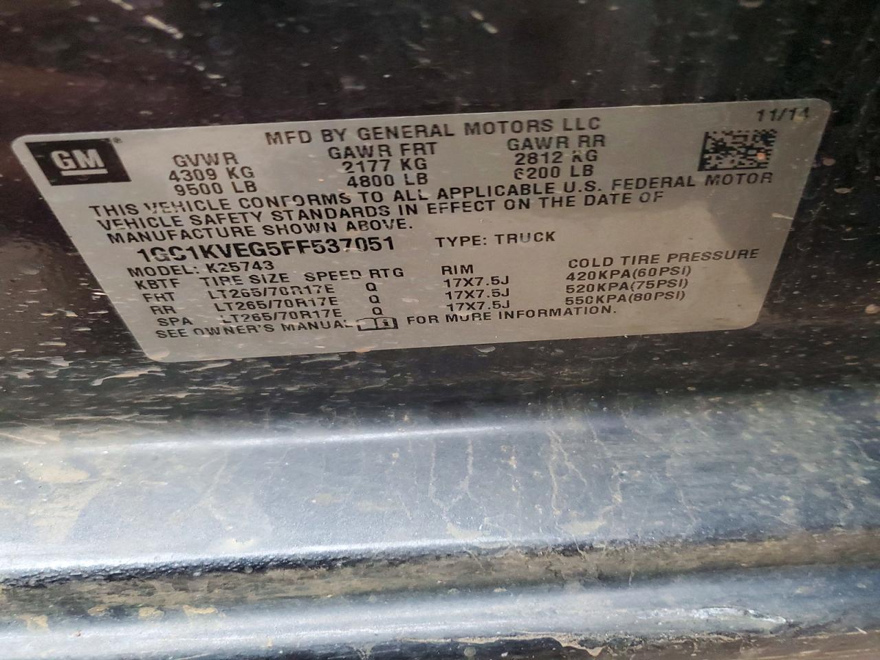 2015 CHEVROLET SILVERADO K2500 HEAVY DUTY LT photo 12