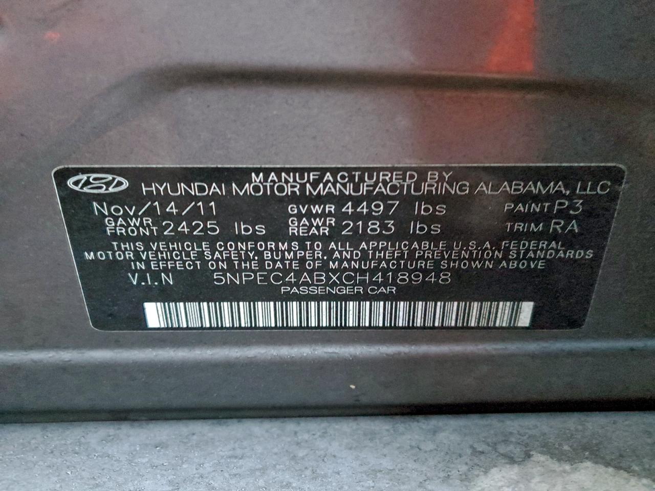 2012 HYUNDAI SONATA SE photo 12
