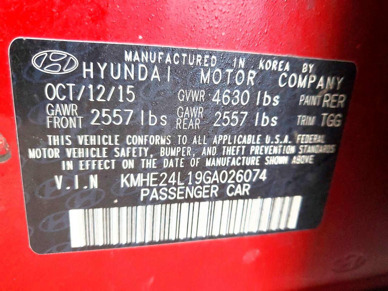 2016 HYUNDAI SONATA HYBRID photo 12