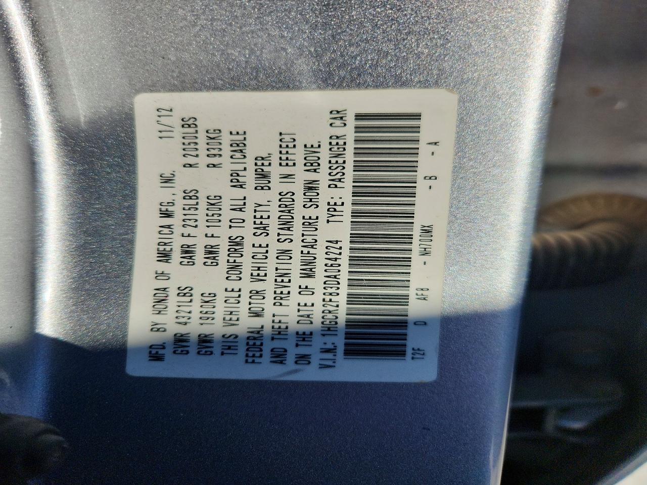 2013 HONDA ACCORD EXL photo 13