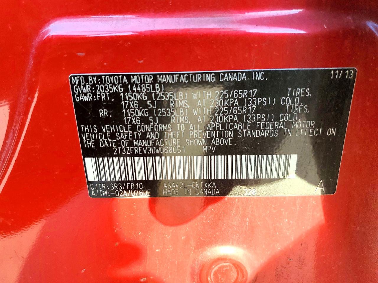 2013 TOYOTA RAV4 LE photo 13