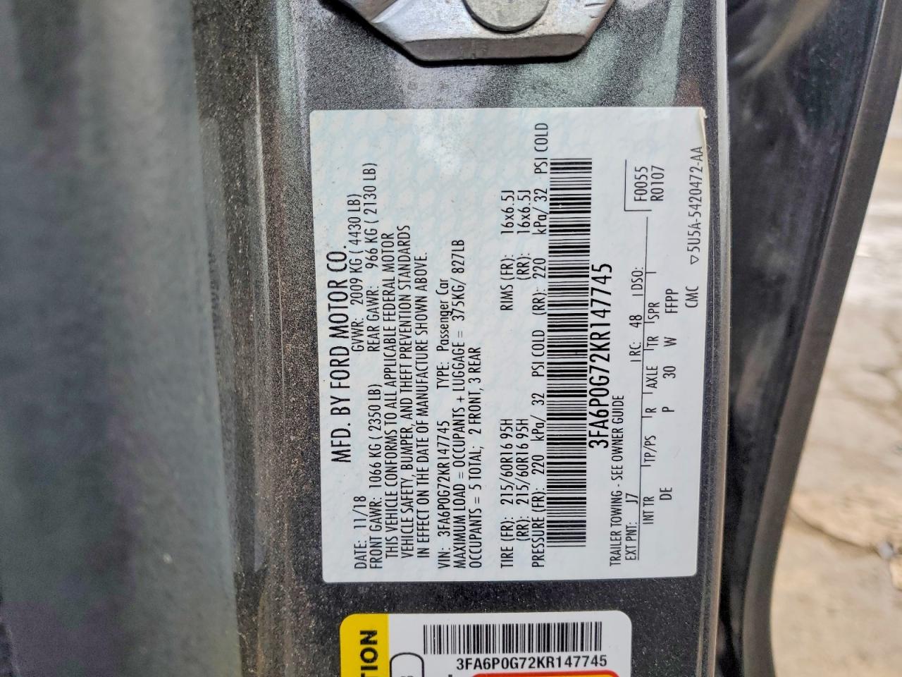 2019 FORD FUSION S photo 23