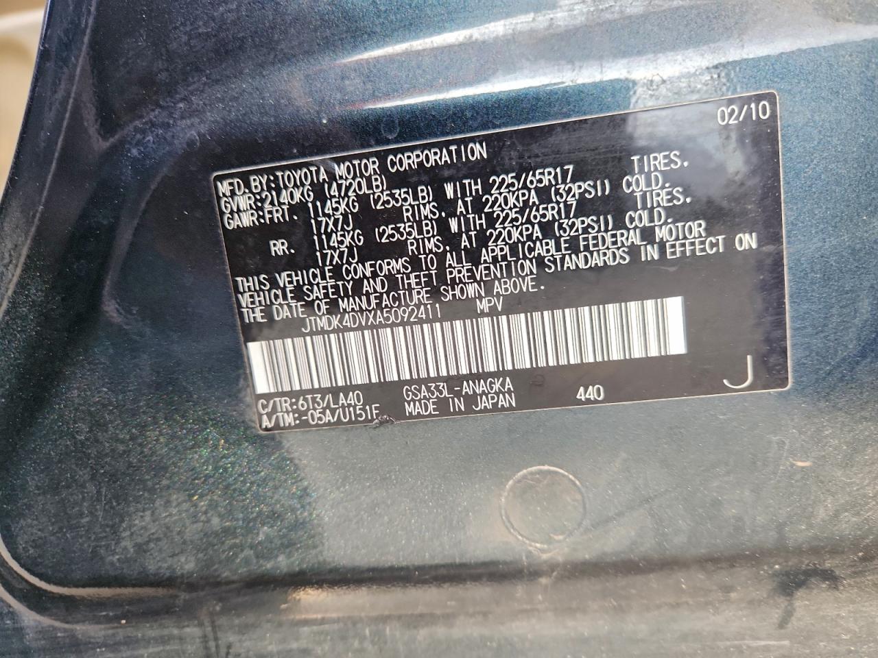 2010 TOYOTA RAV4 LIMITED photo 12