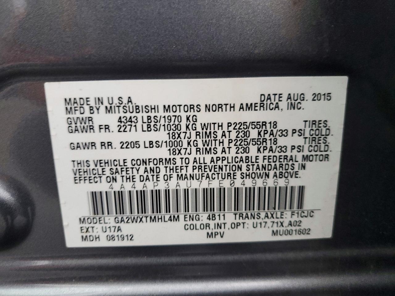 2015 MITSUBISHI OUTLANDER SPORT ES photo 37