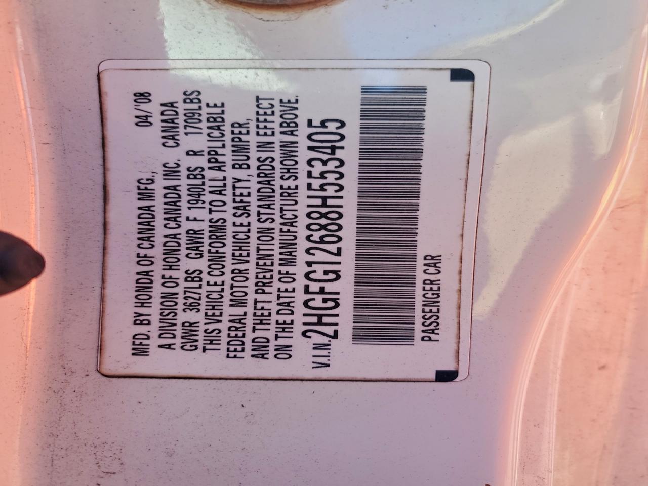 2008 HONDA CIVIC LX photo 12