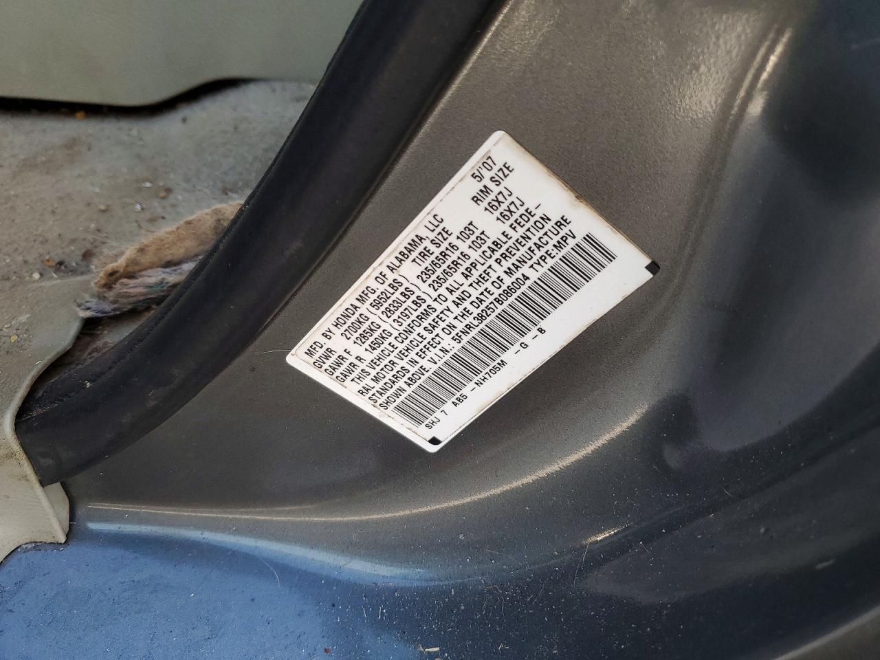 2007 HONDA ODYSSEY LX photo 25