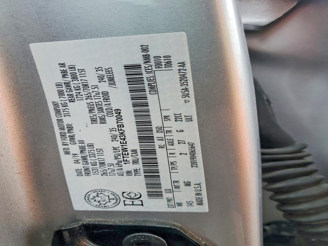 2019 FORD F150 SUPERCREW photo 12