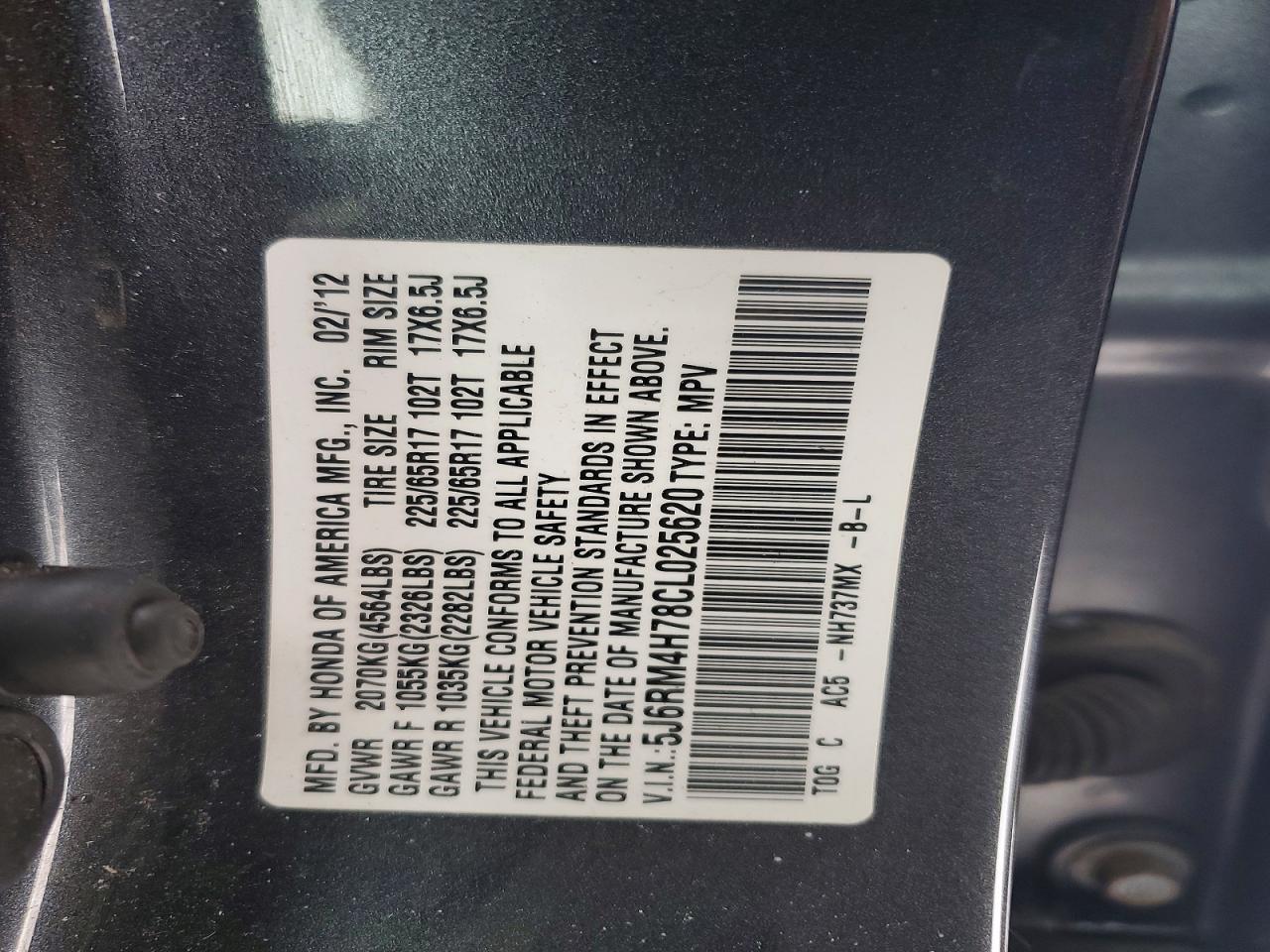 2012 HONDA CR-V EXL photo 12