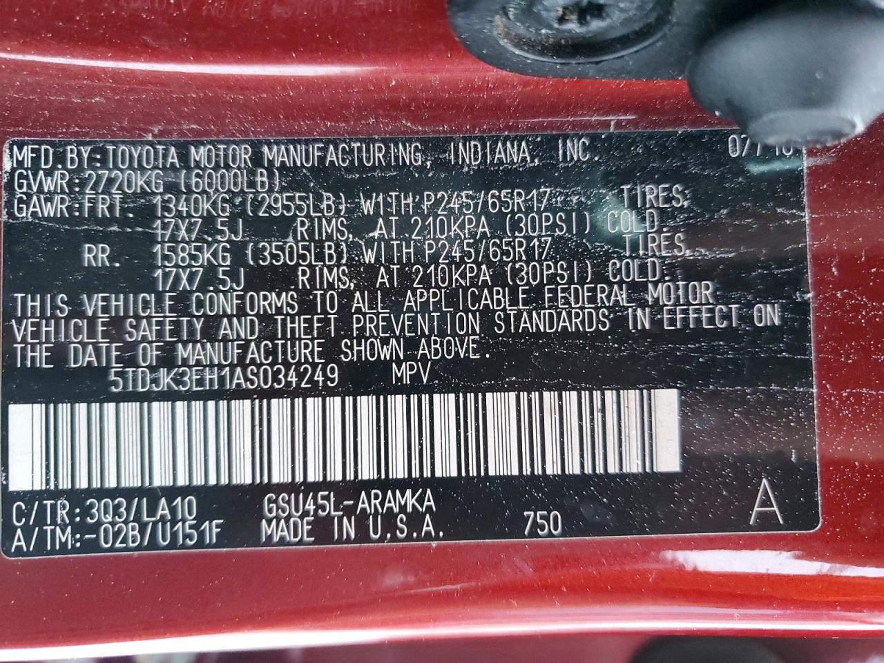 2010 TOYOTA HIGHLANDER SE photo 13