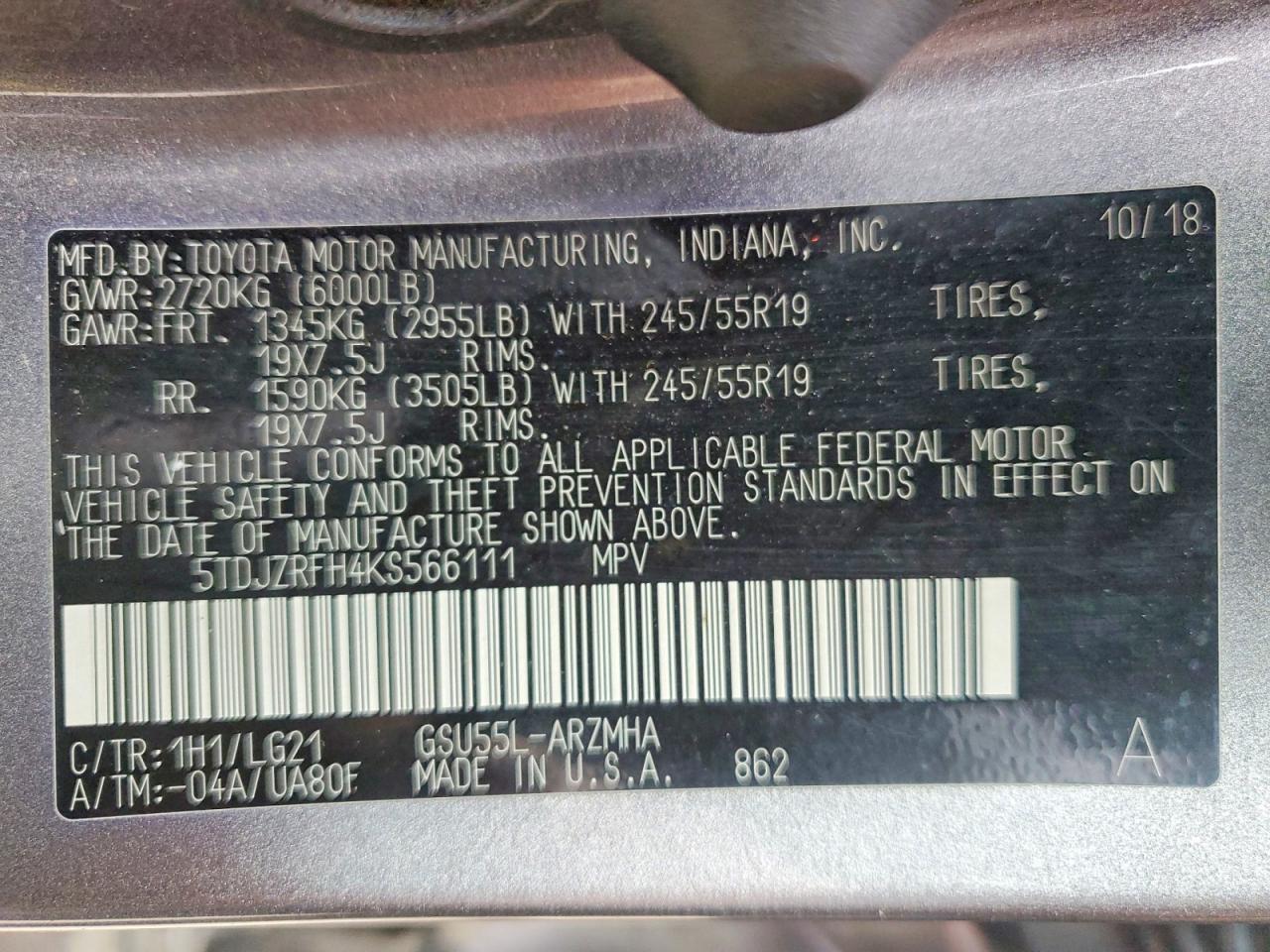 2019 TOYOTA HIGHLANDER SE photo 14
