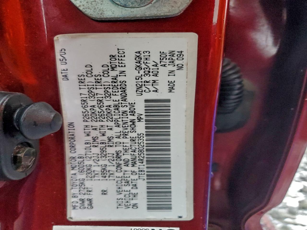 2005 TOYOTA 4RUNNER SR5 photo 13