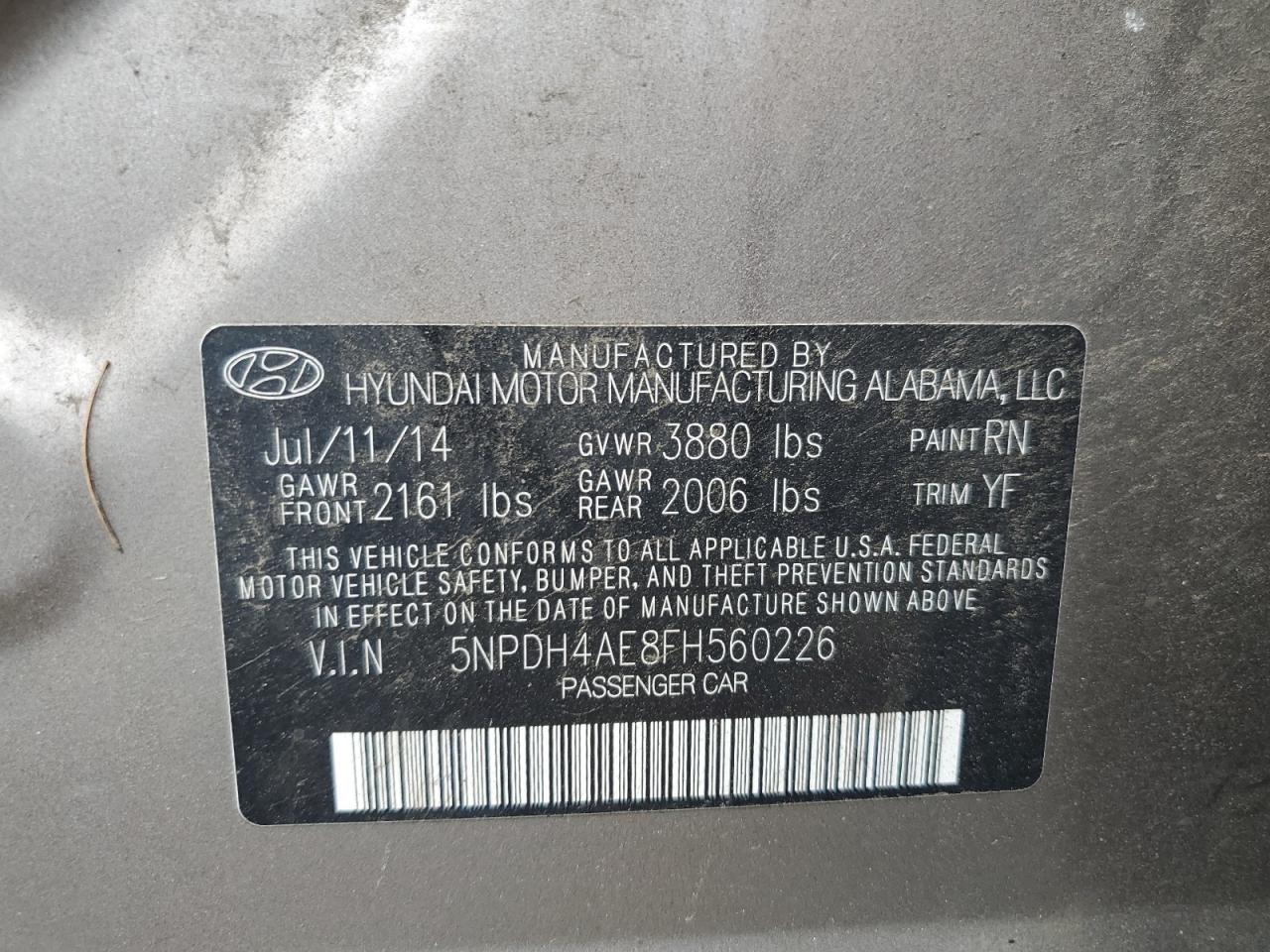 2015 HYUNDAI ELANTRA SE photo 12
