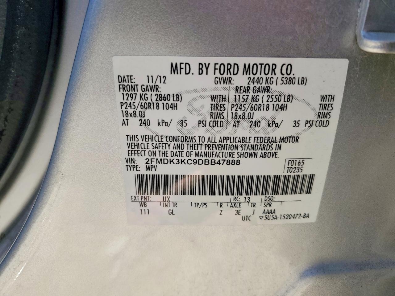 2013 FORD EDGE LIMITED photo 25