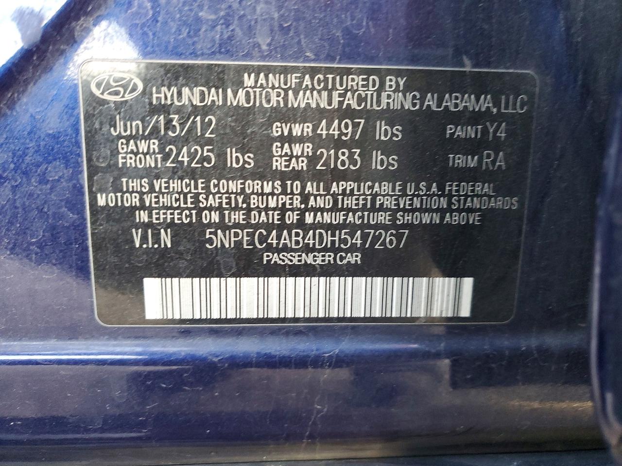 2013 HYUNDAI SONATA SE photo 12