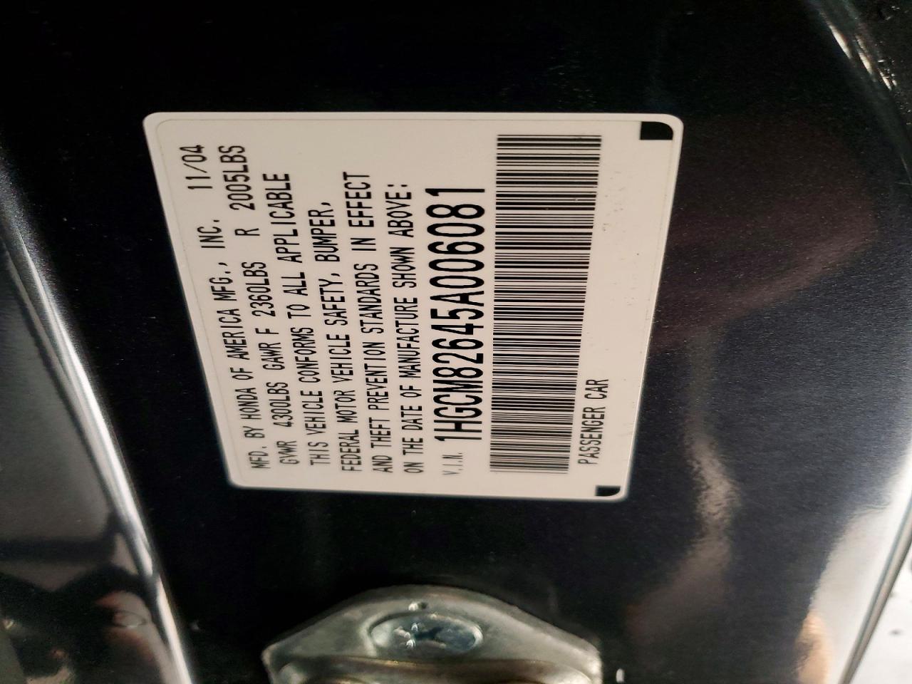 2005 HONDA ACCORD EX photo 23