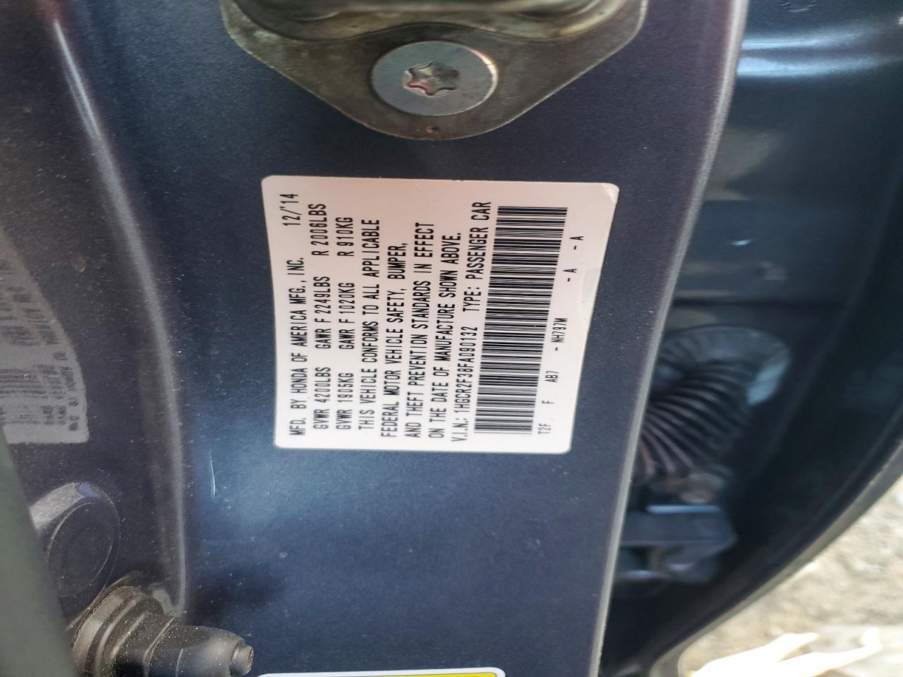 2015 HONDA ACCORD LX photo 12