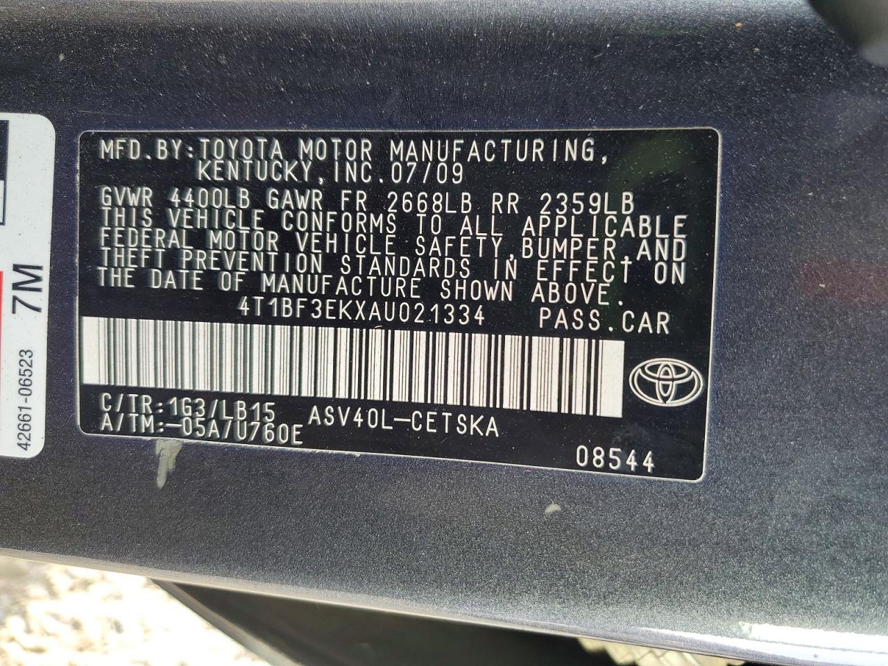 2010 TOYOTA CAMRY BASE photo 13
