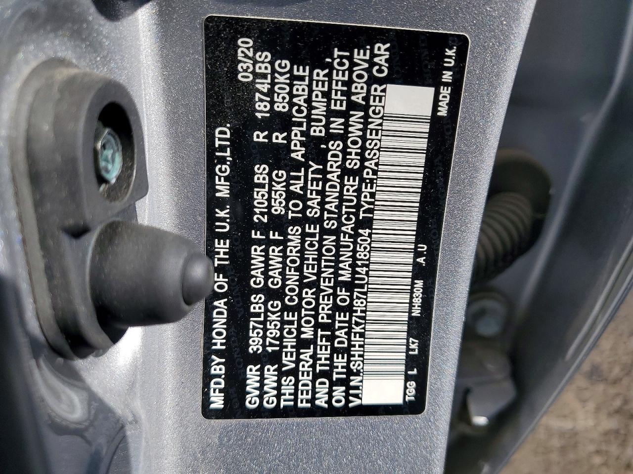 2020 HONDA CIVIC EXL photo 13