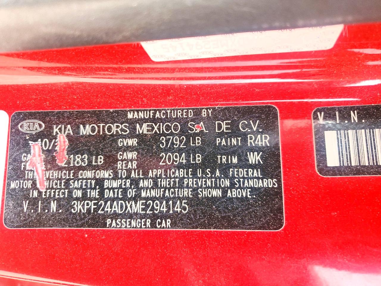 2021 KIA FORTE FE photo 13