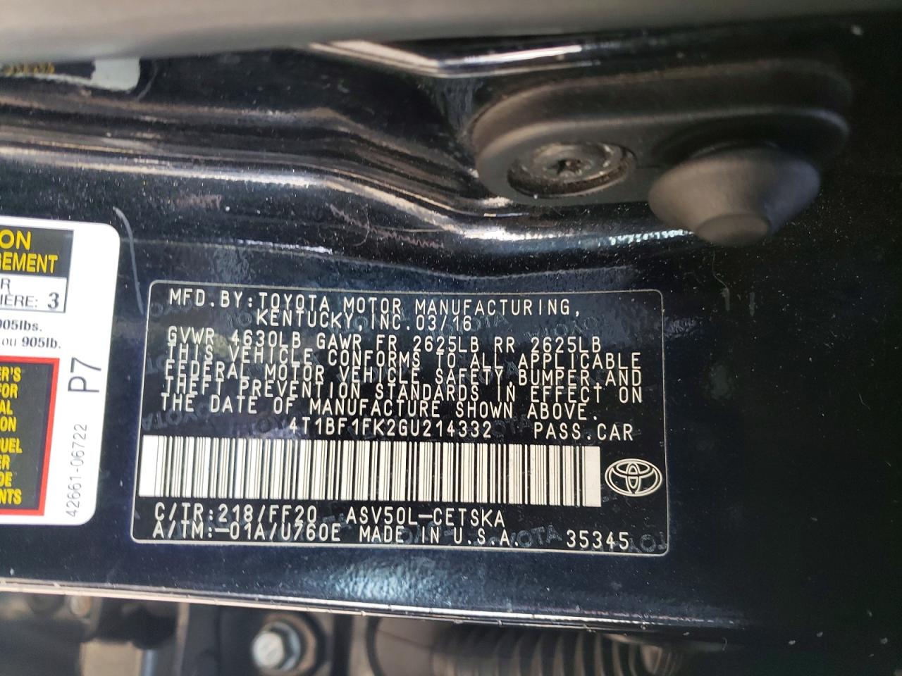 2016 TOYOTA CAMRY LE photo 23