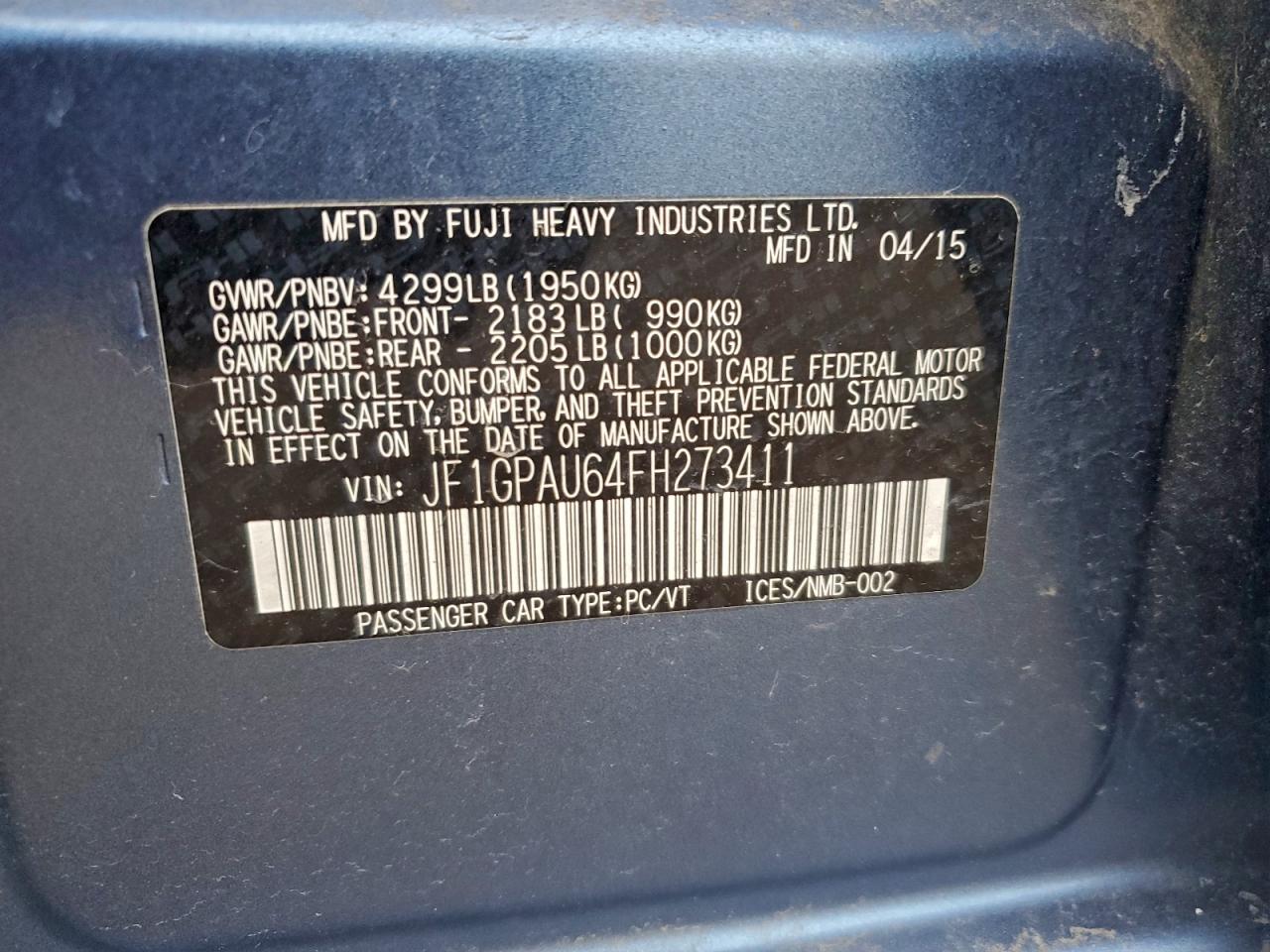 2015 SUBARU IMPREZA SPORT photo 12