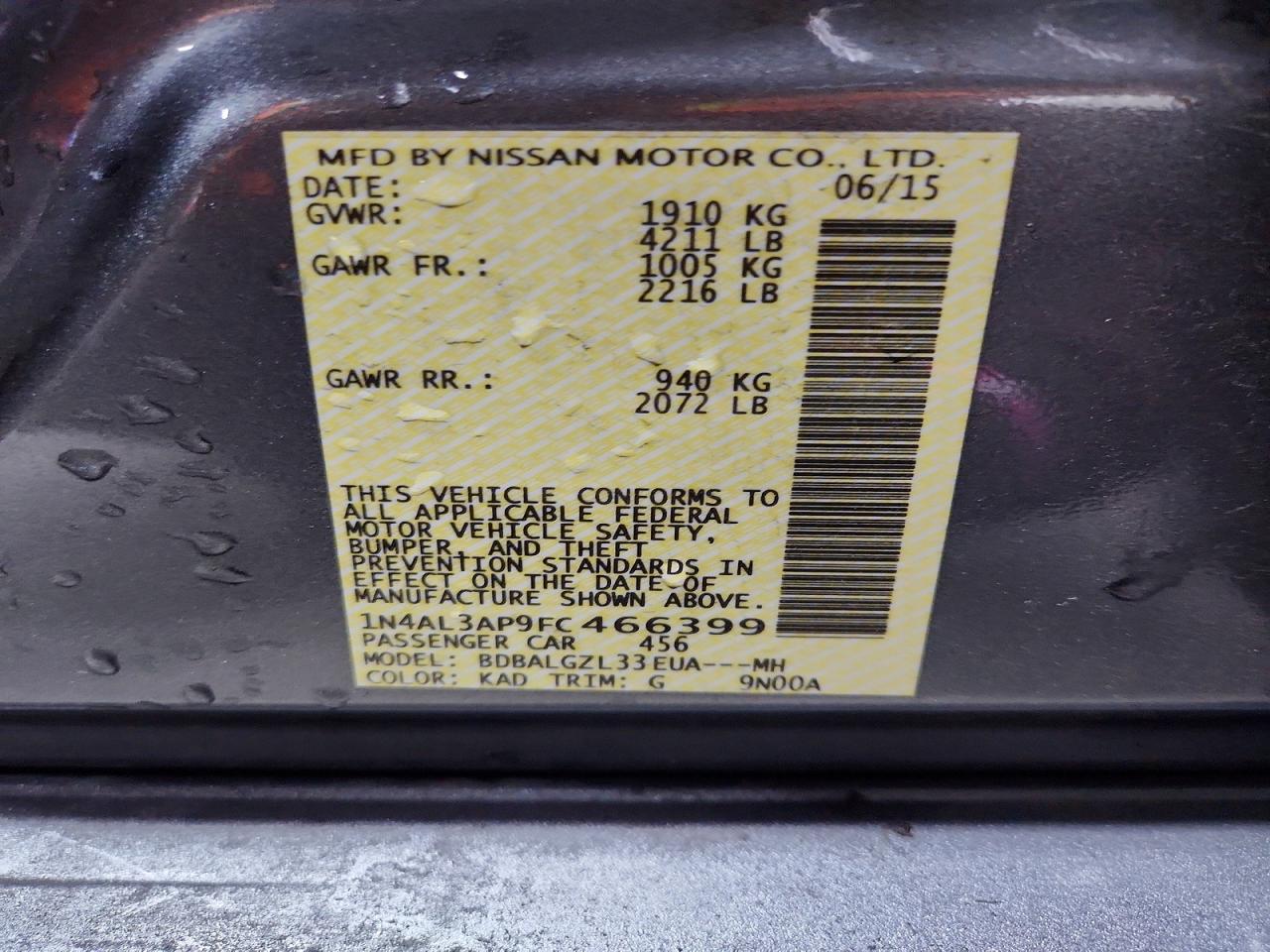 2015 NISSAN ALTIMA 2.5 photo 12
