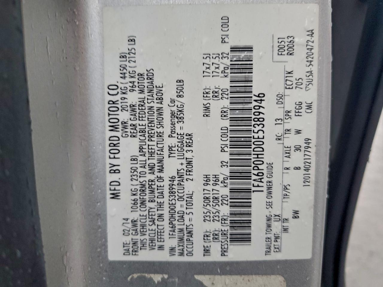 2014 FORD FUSION SE photo 12