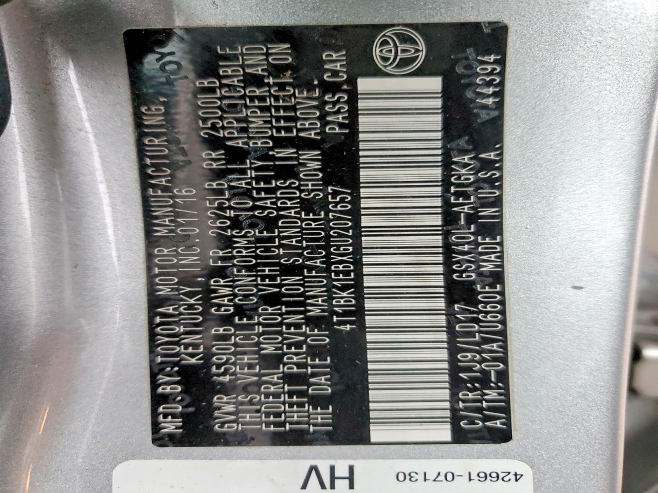 2016 TOYOTA AVALON XLE photo 12