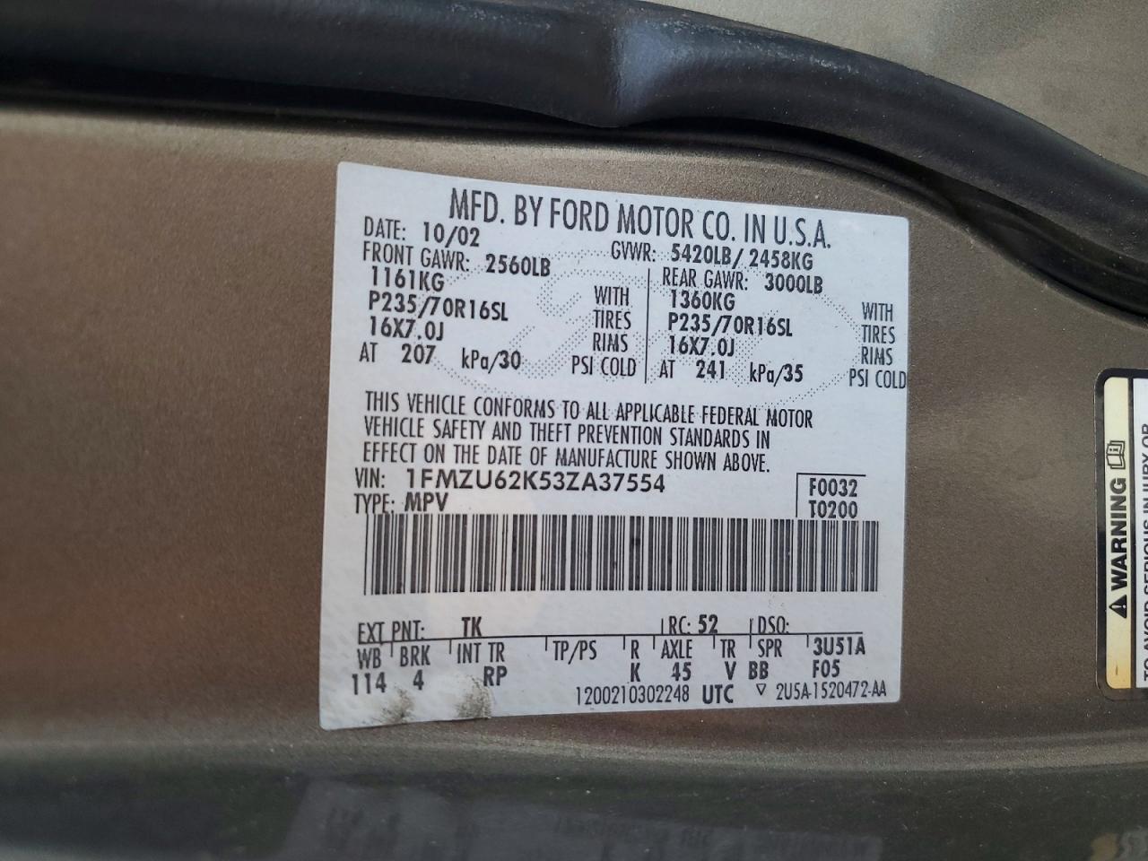 2003 FORD EXPLORER XLS photo 13