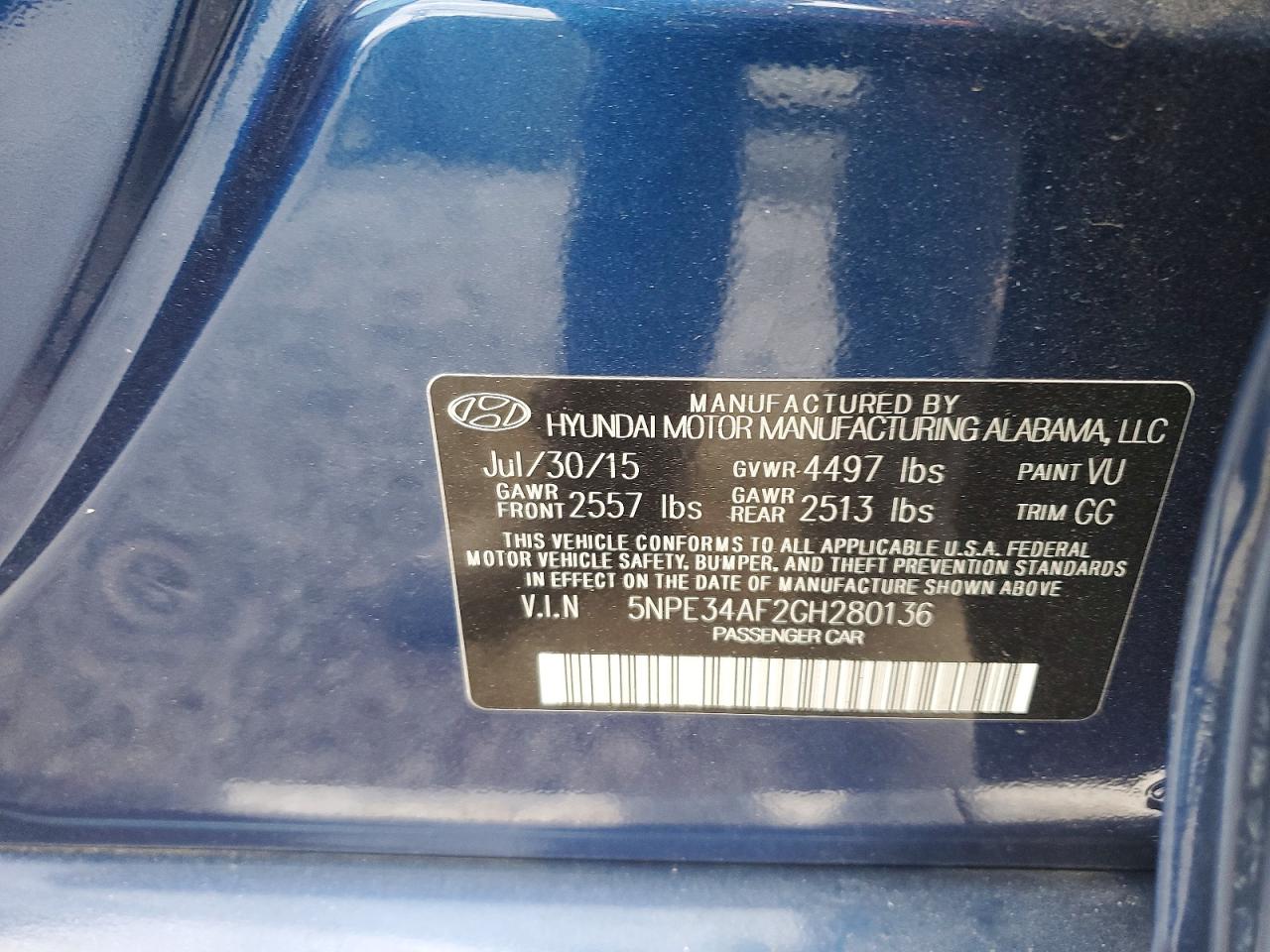 2016 HYUNDAI SONATA SPORT photo 12