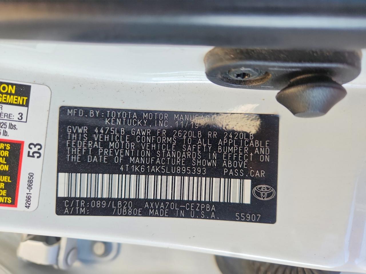 2020 TOYOTA CAMRY XSE photo 12
