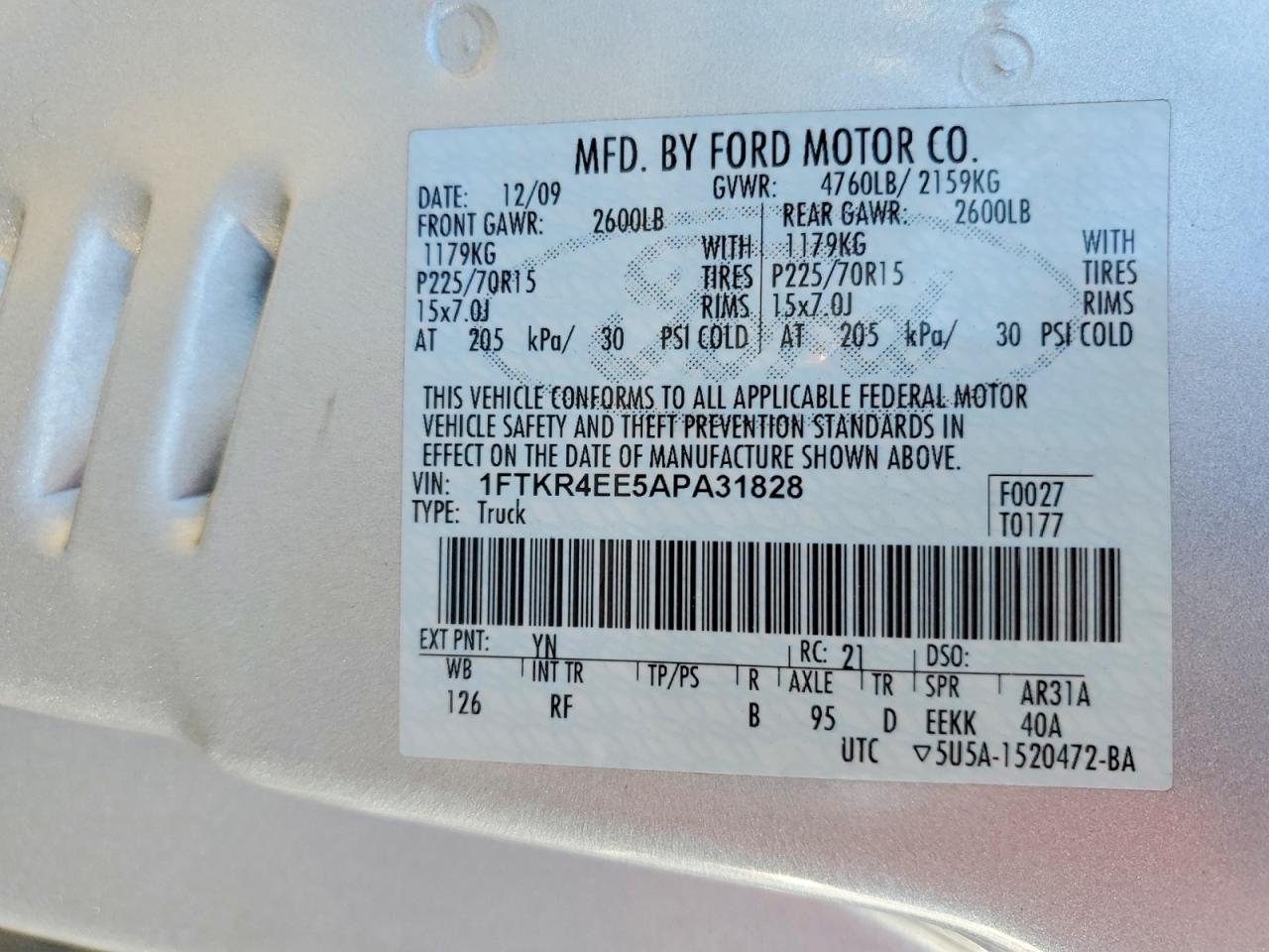 2010 FORD RANGER SUPER CAB photo 12
