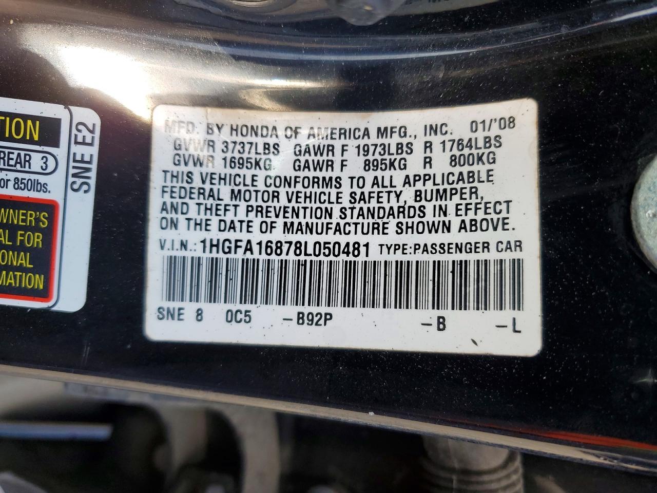 2008 HONDA CIVIC EX photo 23