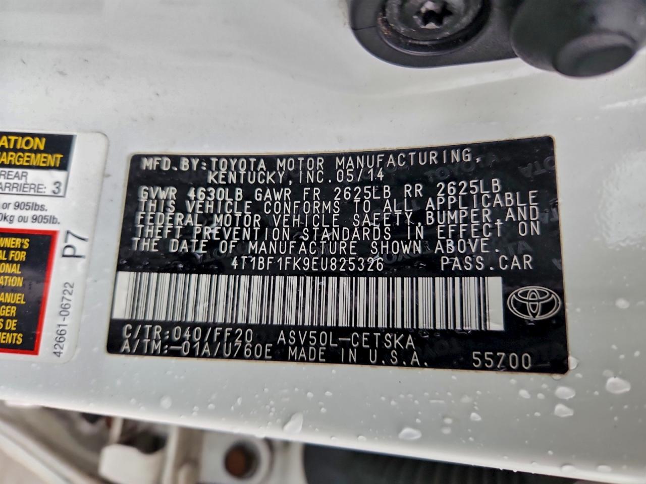 2014 TOYOTA CAMRY L photo 12