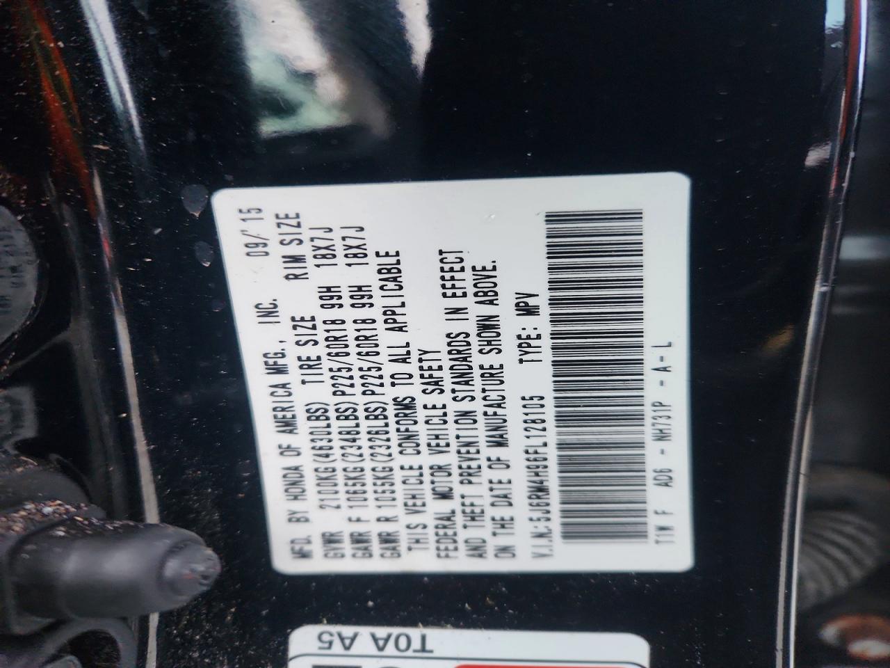 2015 HONDA CR-V TOURING photo 13