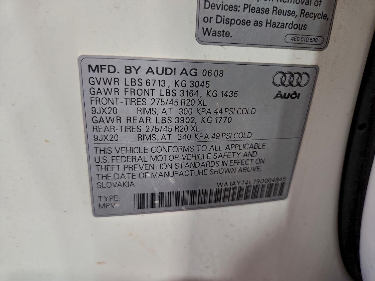 2009 AUDI Q7 3.6 QUATTRO photo 13
