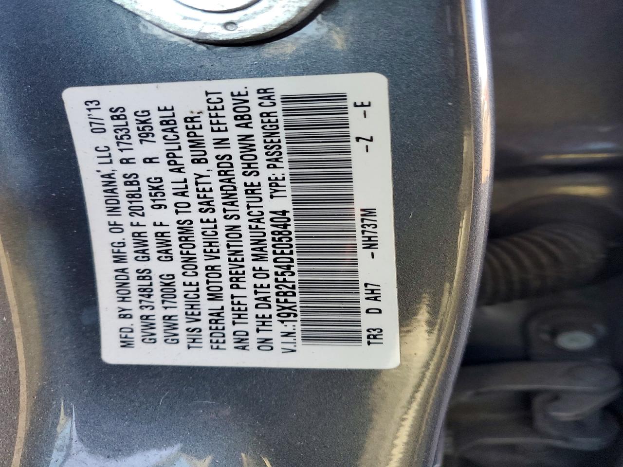 2013 HONDA CIVIC LX photo 12