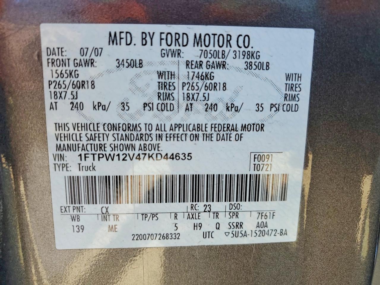 2007 FORD F150 photo 12
