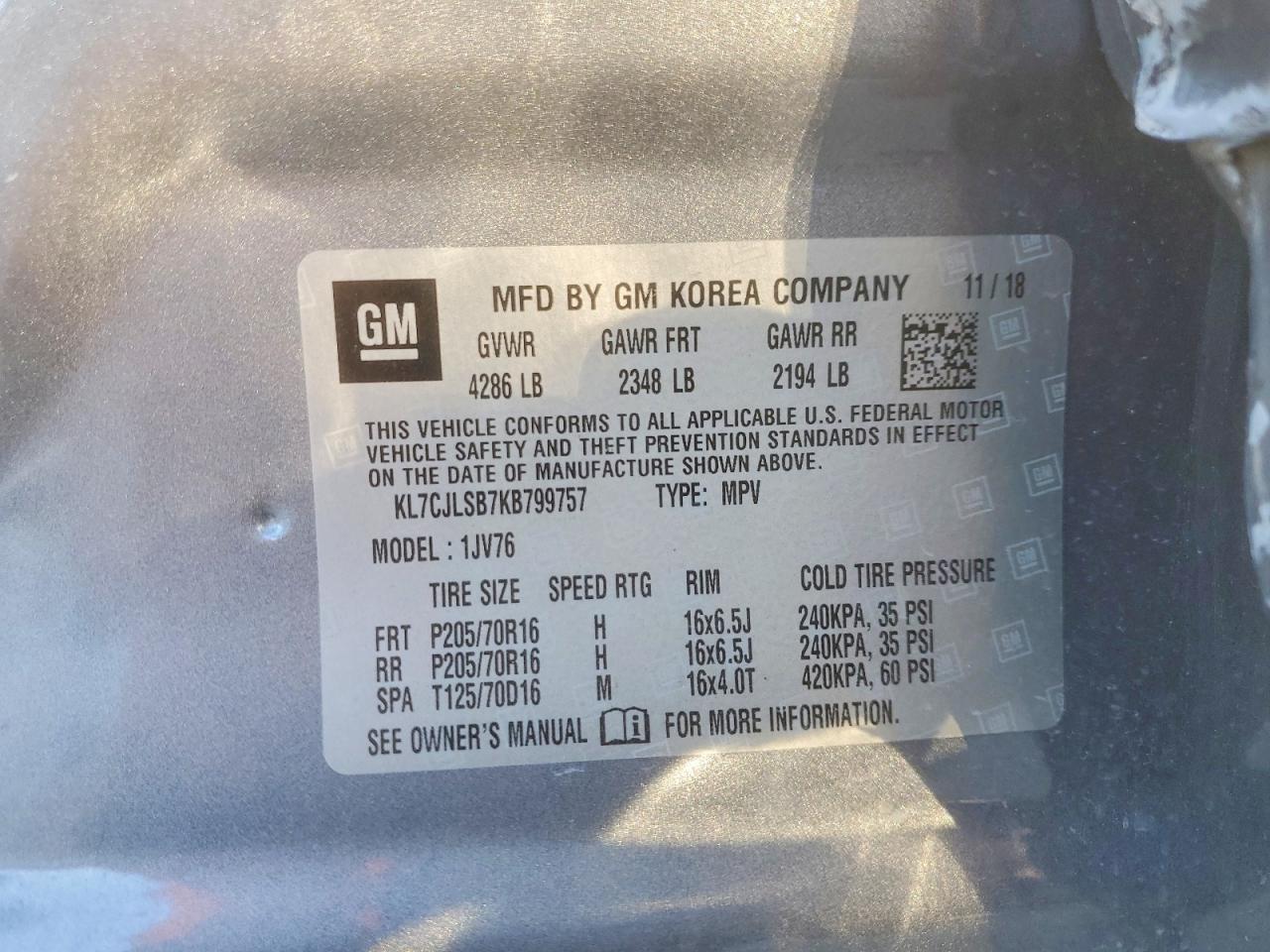 2019 CHEVROLET TRAX 1LT photo 13